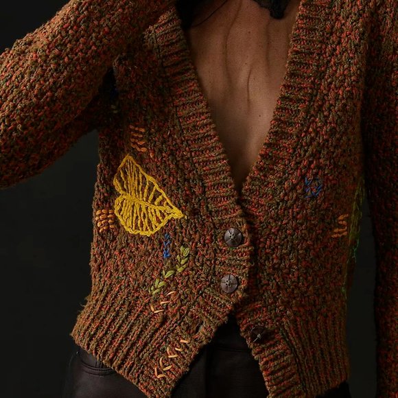 Anthropologie Sweaters - Anthropologie Wendy Wurtzburger Marcella Volini Monstera Cardigan Sweater XXS